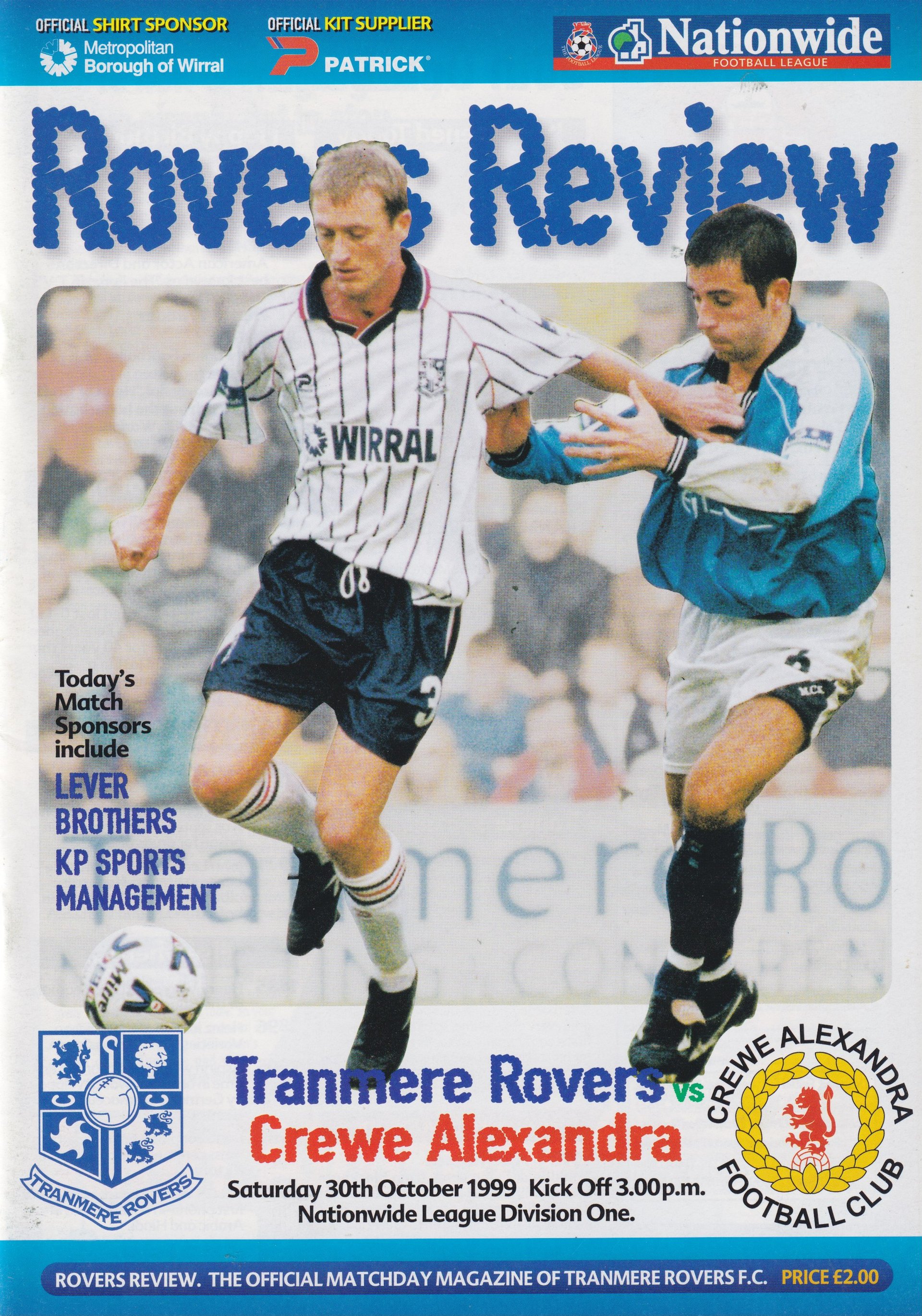 Tranmere Rovers v Crewe Alexandra match programme